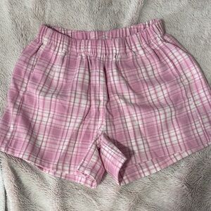 Brandy Melville Pink Plaid Lounge Shorts